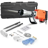 Vevor Marteau de Démolition 2200 W Marteau-Piqueur 66 J 1350 BPM Marteau Perforateur avec 2 Burins Remplaçables Poignée Rotative 360° Anti-Vibration Brise-Béton pour Burinage Construction Plomberie