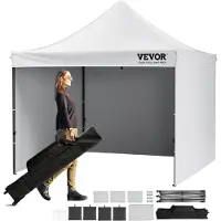 Vevor Tonnelle Pop-up 304,8x304,8 cm Tente Tonnelle Jardin Parois Latérales Amovibles Sac à Roulettes Résistant aux UV Imperméable Tente Gazebo Portable pour Plein Air