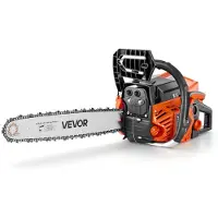Vevor Tronçonneuse Thermique 52 cm³ 2,0 kW Scie à Chaîne Essence 2 Temps pour Coupe du Bois, Élagage, Défrichage, avec Guide-chaîne 457,2 mm, Starter Synchronisé à l'Accélérateur, Double Réservoir