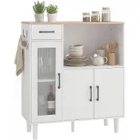 HOMCOM Buffet avec tiroir, 2 portes, compartiment ouvert et porte