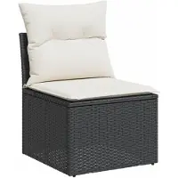 vidaXL ensemble de salon de jardin 7 pièces avec coussins Noir Poly Rattan