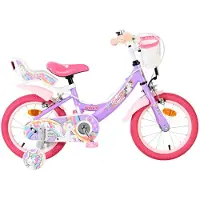 Volare Unicorn, vélo pour enfants - Fille - 14 pouces - Violet - Deux freins à main