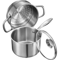 Vevor Casserole en Acier Inoxydable 2,4 L avec Panier Vapeur