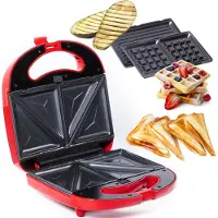 GADGY 3 in 1 Tosti Apparaat - Wafelijzer - Grill Apparaat - Verwisselbare Platen - Tosti ijzer - Croque Monsieur Toestel - Sandwich Maker - 750 Watt