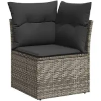 vidaXL Ensemble de 13 canapés de jardin avec coussins Gris Poly Rattan