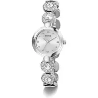 GUESS Montre à affichage analogique 'Stardom' noir / argent / transparent