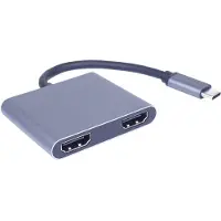 PremiumCord MST adaptateur USB-C vers 2x HDMI, USB3.0, PD, résolution 4K et FULL HD 1080p,