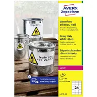 Avery Étiquettes polyéthylène ultra-résistantes L4773-20 , 63,5 x 33,9 mm, permanent, blanc