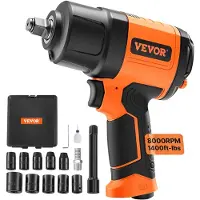 Vevor Clé à Choc Pneumatique Carré 1,27 cm Clé à Chocs Air Comprime 1898 Nm 8000 tr/min Plastique et Acier avec Douilles Connecteur Rapide Air Barre Extension pour Réparations Auto Lourdes Mécaniciens