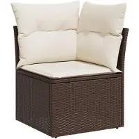 vidaXL Ensemble de salon de jardin 7 pièces avec coussins Marron Poly rotin