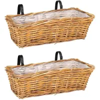 vidaXL Panier À Jardinière Suspendu 2 Pcs Marron 48 X 22 X 15 Cm