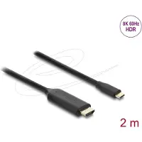 DeLOCK USB Type-C zu HDMI Kabel (DP Alt Mode) 8K 60 Hz mit HDR Funktion 2 m schwarz