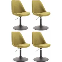CLP Lot de 4 chaises de salle à manger Maverick en tissu, pivotantes et réglables en hauteur en continu, tissu vert, piètement noir