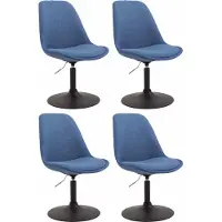 CLP - Ensemble de 4 chaises de salle à manger Maverick, revêtues en tissu, pivotantes et à dossier réglable en hauteur, couleur bleu, structure noire