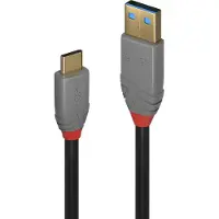 Lindy 36913 USB 3.2 Typ A et C Kabel, 5A PD, Anthra Line 2m