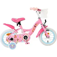 Volare Vélo pour enfant Magic Royals, modèle pour filles, 12 pouces, couleur rose, avec panier, stabilisateurs et freins de sécurité