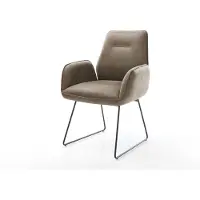 DELIFE Chaise-de-salle-à-manger Zoa-Flex microvelours taupe vintage pied trapèze noir ressorts ensachés