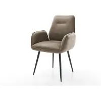 DELIFE Chaise-de-salle-à-manger Zoa-Flex microvelours taupe vintage 4 pieds coniques noir ressorts ensachés