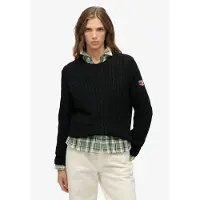 Superdry Femme Pull en Maille Torsadée Décontracté Black Taille: 42