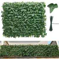 Vevor Mur Végétal Artificiel Extensible 320x63,5 cm Haie Artificielle Panneau Feuillage Artificiel Lierre Brise Vue Balcon pour Décoration