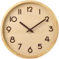 Sensahome Horloge murale Porto - Horloge ronde moderne avec chiffres - Design nordique en bois - Horloge moderne - Ø30 cm - Beige