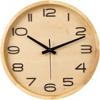 Sensahome Horloge murale Milan - Horloge ronde moderne avec chiffres - Bois de style nordique - Ø30 cm - Bois beige