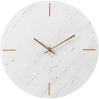 Sensahome Horloge murale Nairobi - Horloge japonaise de luxe ronde - aspect marbre moderne - Ø30 cm - Blanc