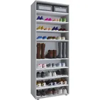 VCM XXL bois Grande armoire à chaussures Étagère à chaussures Grande botte Meuble d'entrée Lona 9 compartiments