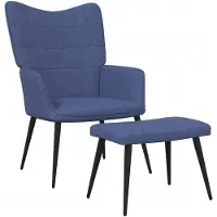 vidaXL Fauteuil relax avec pouf Bleu Tissu