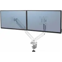 Fellowes Bras porte-écrans double - Platinum Series - Blanc - Inclinable - Pour écrans 32"-65"