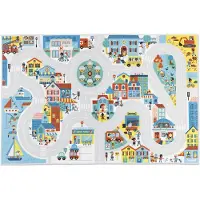 Janod - Tapis voiture pour enfants - Thème : Ville - Doux et antidérapant - Motifs urbains - Jouet