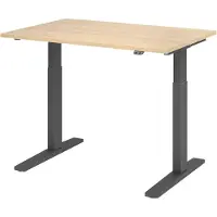 Hjh OFFICE PRO Bureau réglable en hauteur XMKA | 2 moteurs | 120-180 cm | électrique | chêne, Couleur du piètement:graphite, Dimension du plateau:120 x 80 cm