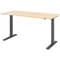 Hjh OFFICE PRO Bureau réglable en hauteur XMKA | 2 moteurs | 120-180 cm | électrique | érable, Couleur du piètement:graphite, Dimension du plateau:180 x 80 cm