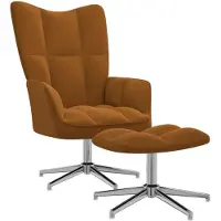 vidaXL Fauteuil relax avec pouf brun velours
