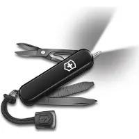 Victorinox Couteau de Poche - - Signature Lite Onyx Black - 9 Fonctions - Lampe LED - Stylo à bille