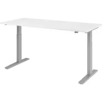 Hjh OFFICE PRO Bureau réglable en hauteur XMKA | 2-moteurs | 120-180 cm | électrique | blanc, couleur:argent, taille du plateau:180 x 80 cm