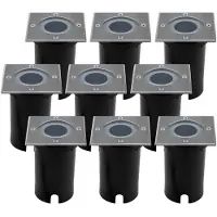 LEDVION Lot de 9 Spot LED Encastrable Exterieur IP67 3W 230V GU10 carré