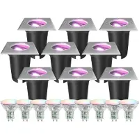 LEDVION Lot de 9 Spot LED Encastrable Exterieur IP67 4.9W 345Lm GU10 RGB