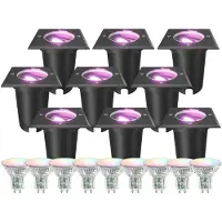 LEDVION Lot de 9 Spot LED Encastrable Exterieur IP67 4.9W 345Lm GU10 RGB