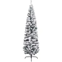 vidaXL Sapin de Noël artificiel mince flocon de neige vert 180 cm PVC