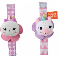 Bright Starts Wrist Pals Toy hochet en bracelet avec anneau à mordiller Unicorn & Llama 0 m+ 2 pcs
