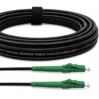 Elfcam - Câble à fibre optique de 40 m avec gaine en acier, connecteurs LC/APC vers LC/APC, OS2 monomode, simplex, LSZH, noir