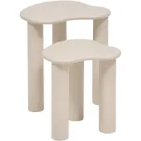 Atmosphera createur d'interieur - Lot de 2 tables d'appoint Olao couleur ivoire 45 x 45 cm