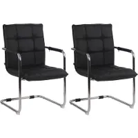 CLP , ensemble de 2 chaises Gandia, en véritable cuir, avec accoudoirs, revêtement noir, structure chromée