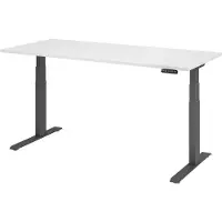 Hjh OFFICE PRO Bureau réglable en hauteur XDKB | 2 moteurs | 120 - 180 cm | électrique, Dimension plateau:180 x 80 cm, Couleur plateau:Blanc, Couleur piétement:Graphite