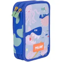 Milan Trousse à crayons à deux compartiments avec accessoires Blue Odyssey -