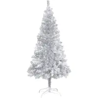 vidaXL Sapin de Noël artificiel avec support argenté 150 cm PET