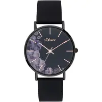s.Oliver Montre pour homme - Ronde - Noire - 18 mm - Élégante montre pour homme en métal avec bracelet