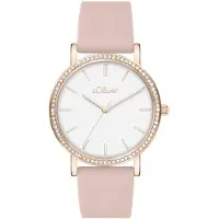 s.Oliver Montre pour homme - Ronde - Plaqué rose - 35 mm - Élégante montre pour femme en métal avec mouvement à quartz