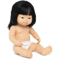Miniland Poupée asiatique avec syndrome de Down 38 cm Noir Noir Taille unique